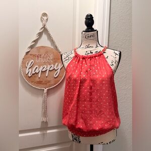 Derek Lam Coral and Gold Polka Dot Halter Top